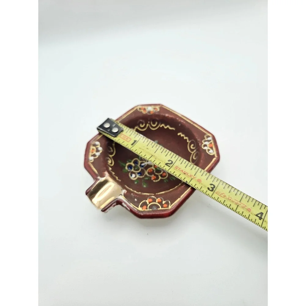 Vintage 1920s Japanese Satsuma Moriage Elephant Ashtray and Cigarette Holder Set